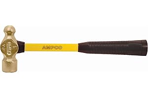 Ampco Safety Tools H-00FG Ball Peen Hammer, Non-Sparking, Non-Magnetic, Corrosion Resistant, 0.25 lb, 10" OAL