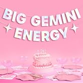 xo, Fetti Big Gemini Energy Birthday Party Iridescent Foil Banner - 5 Ft. | Zodiac Gemini, Horoscope, Astrology Bday Party Decorations Gift