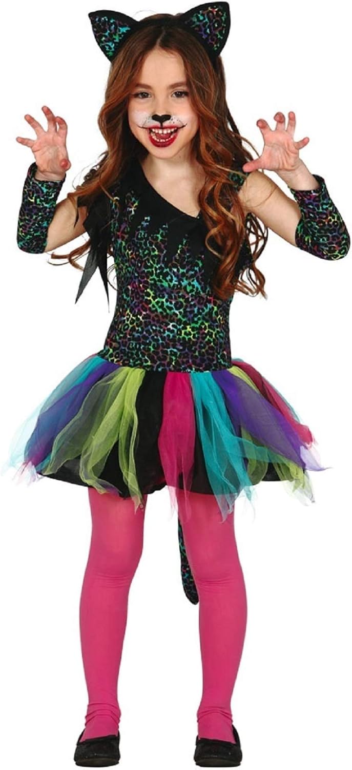 Girls Rainbow Leopard Multi Coloured Tutu Big Cat Carnival Girls Rainbow Leopard Multi Coloured Tutu Big Cat Carnival