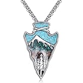 YAFEINI Arrowhead Necklace Sterling Silver Turquoise Arrow Mountain Pendant Arrowhead Jewelry for Women Men