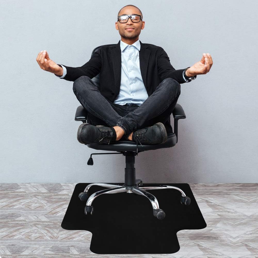 Office Chair Mat for Hardwood and Tile Floor with Lip, Black, Anti-Slip, Non-Curve, Under the Desk Mat Best for Rolling Chair and Computer Desk, 47x35 Non-Toxic and no BPA Plastic Protector: Kitchen & Dining