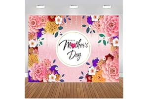 CHAIYA Mother's Day Photography Backdrop 7x5FT Mother's Day Birthday Party Background Pink Flower Wall Backdrop Women Queen's Day Thanks Mama Banner Photo Props