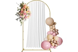 MJHGEN Metal Wedding Arch Backdrop Stand, 6.8 FT Balloon Arched Frame Stand With Base, Wedding Arches For Ceremony, Arches For Backdrop,Wedding Arch For Birthday Party Celebration For Indoor And Outdoor,Gold
