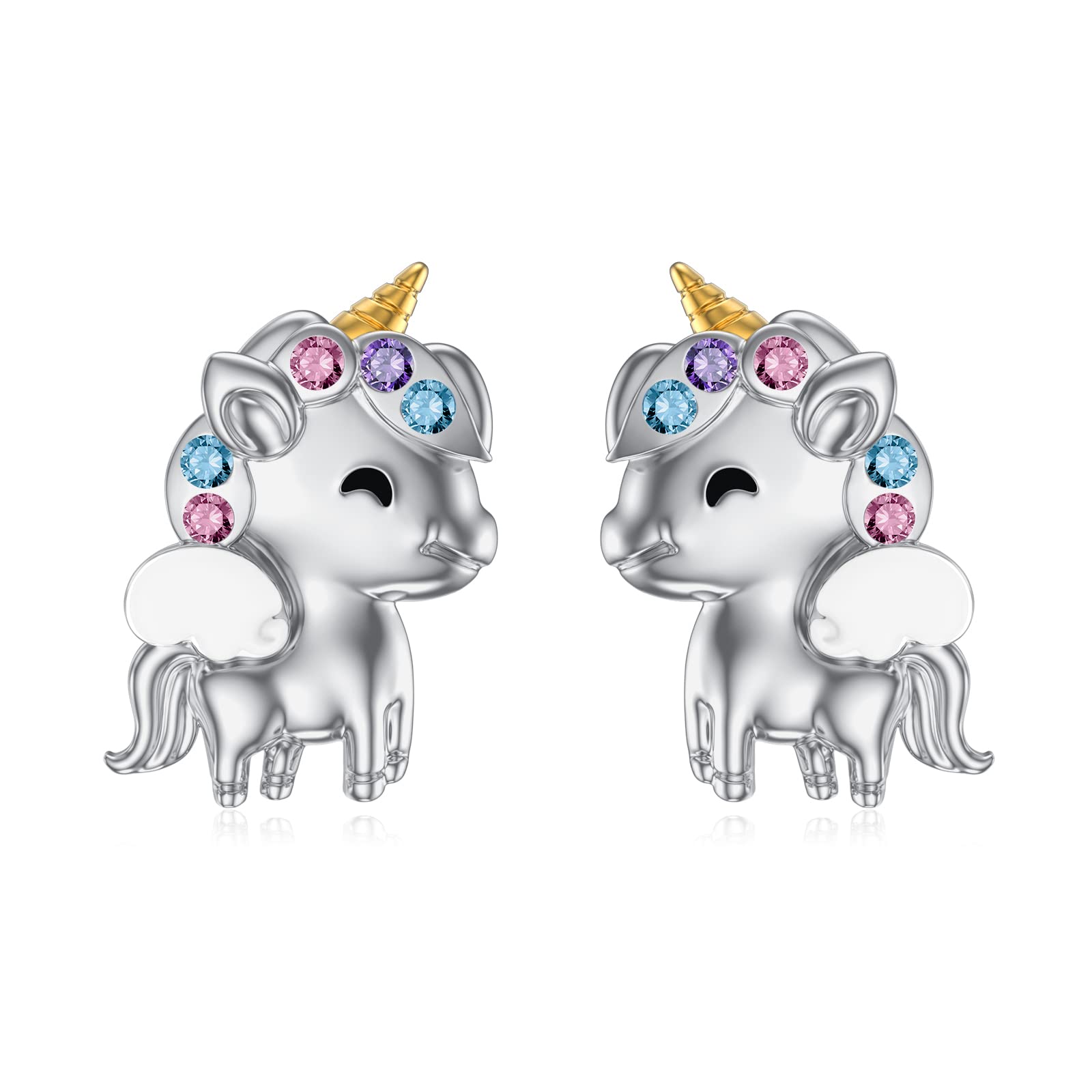 Flpruy Unicorn Earrings for Girls 925 Sterling Silver Unicorn Studs Children's Day Jewelry Gifts for Girls Women Daughter