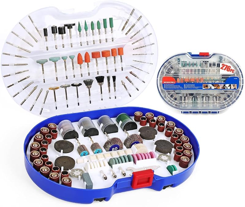 WORKPRO Rotary Tool Accessories Kit 276 pcs 1/8 inch Shank Universal Fitment