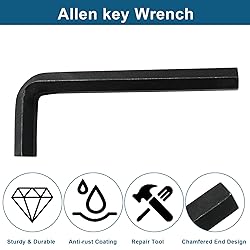 Biaungdo 2 Pcs Black 12mm Hex Key Wrench, Small