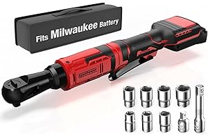 APEXPOWER 3/8 Inch Cordless Ratchet Wrench, for Milwaukee M18 Battery, 88Ft-Lbs, 0-400RPM, Electric Ratchet Wrench Set with Variable Speed Trigger, Reinforced Head, R&F Switch, 7 Sockets, 3/8" to 1/4" Adapter