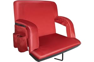 Avocahom Folding Stadium Seat Wide Reclining Bleacher Seat w/Hook, Back Support & Armrest, Portable Padded Cushion Bleacher Chair for Sports Concerts Camping