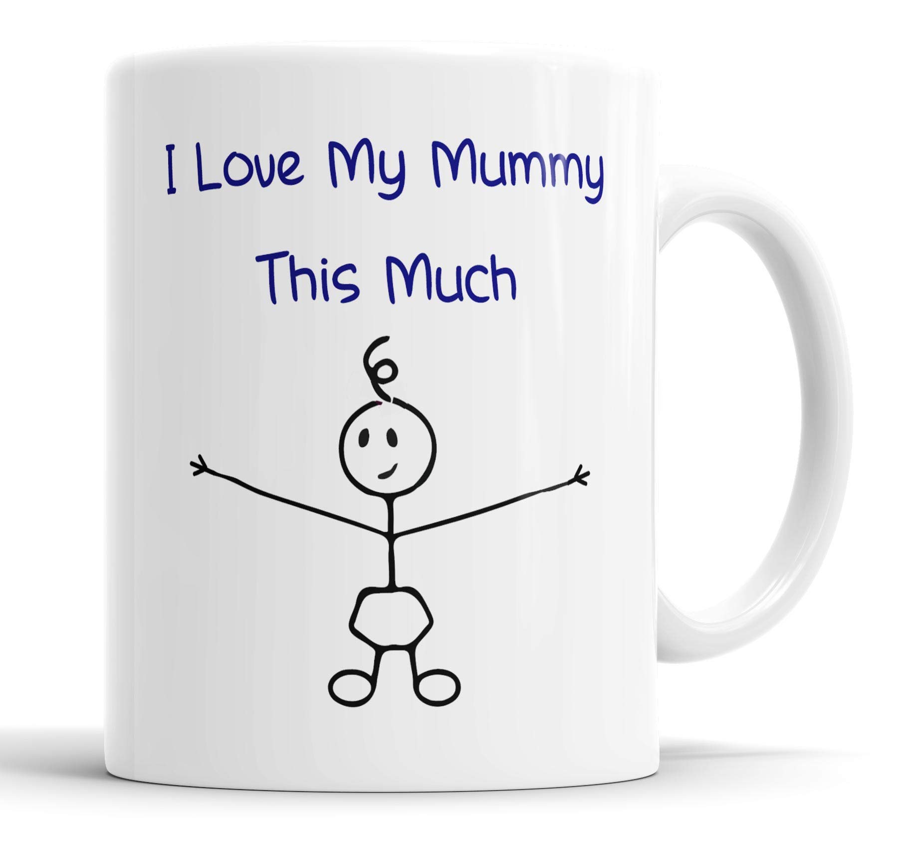 Faithful Prints Mummy Mug from Son - I Love My Mummy This Much Mug (Boys) - 11oz Ceramic Gift for Dad Birthday Christmas from Son, Mother's Day Coffee Cup, Novelty Present