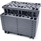 Heavy Duty Plastic Pallets, Grey Interlocking Storage Platforms with Breathable Grid Design, 11.8 x 19.7 x 3.9 Inches, 10 Pack, Indoor Outdoor Use for Basement Storage, Storage Shed, Warehouse