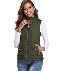 Fuinloth Women's Quilted Vest, Stand Collar