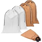 4-Piece Travel Shoe Bags for Packing, 23.6" x 19.3" Dustproof Shoe Bags - Flannel Shoes Pouch with Drawstring Closure,Washable & Reusable(Beige, Brown)