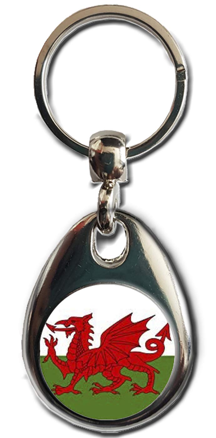 KAZMUGZ FLAG OF WALES KEYRING. Welsh Dragon gift keyring Heavy quality metal gift keyring. Double sided keychain. Can be used as a car hanging and bag charm