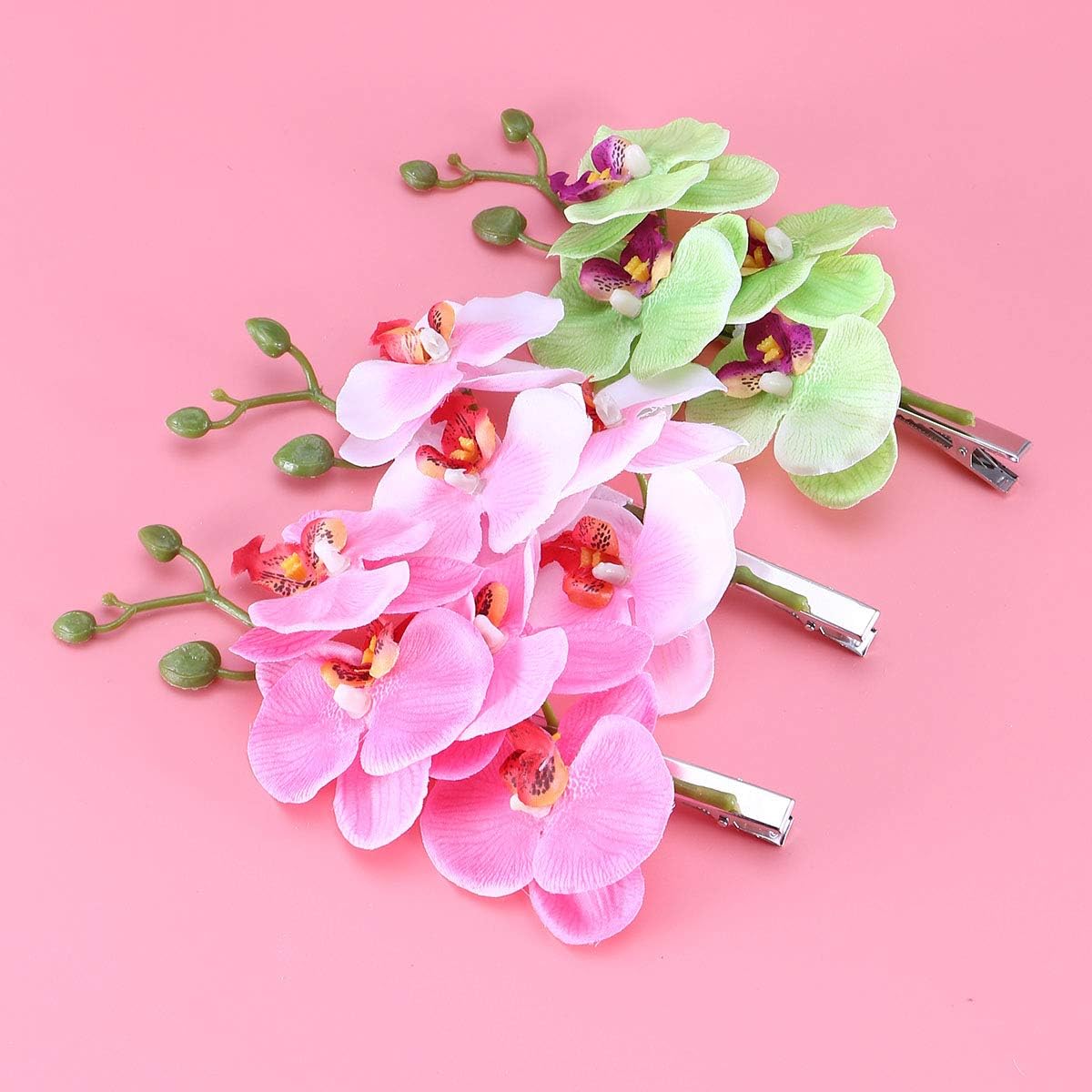Lurrose Flower Hair Accessories 3PCS Orchid Hair Clips Floral Hairpin Summer Vacation Hair Accessories Artificial Flower Clips for Girls Woman Womens - Image 3