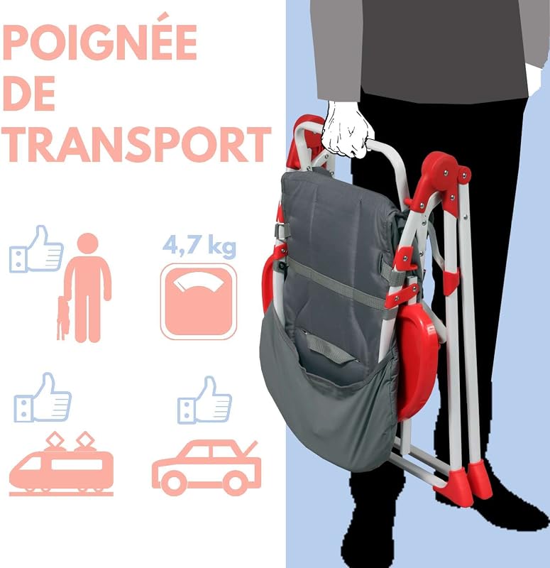 Seggiolone fisso pieghevole per bambini | Ultra compatta e leggera, Ripiano regolabile rimovibile | Rosso