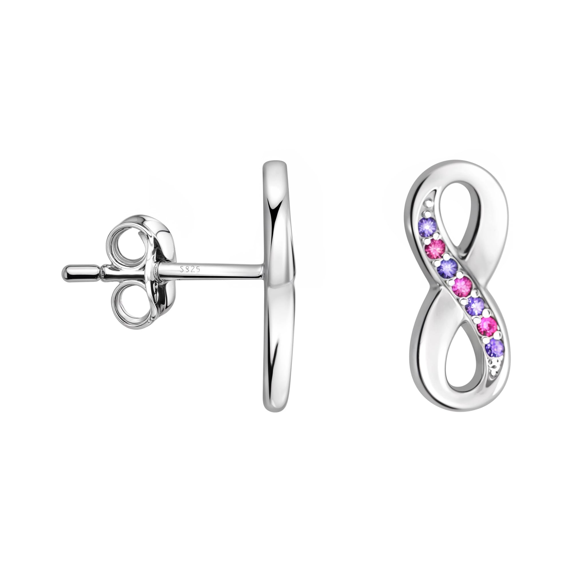 SOFIA MILANI - Women's Earrings 925 Silver - with Zirconia Stones - Infinity Stud Earrings - 20843