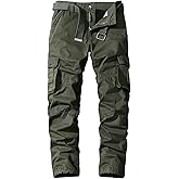 chouyatou Men's Casual Mid-Rise Waist Tapered Leg Close Bottom Jogger Cargo Pants