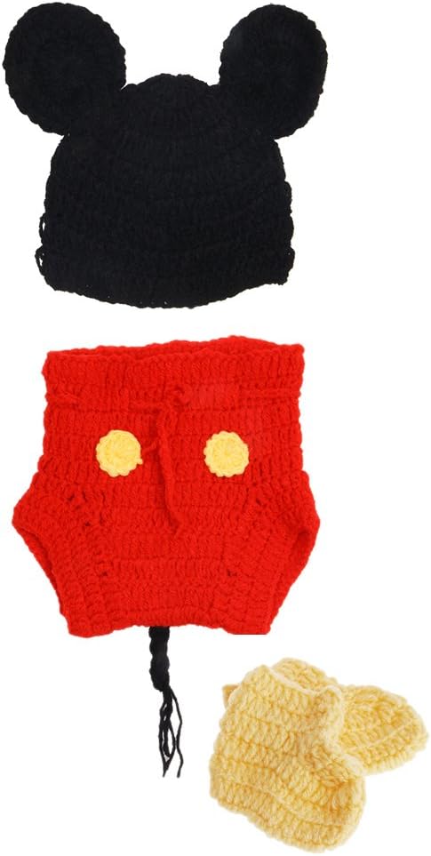Xiuinserty Newborn Photography Props Girls Boys Crochet Knit Costume, Photography Prop Outfits 3Pcs/Set