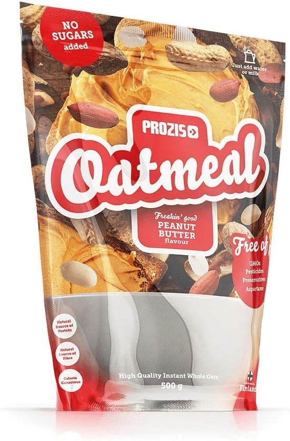 Prozis Oatmeal 500gย โย Cereals with Protein Enriched, High-Quality Carbs & Sรยคttig Fiberย โย Peanut Butter, 5ย lbsย โย Suitable for Vegetariansย โย Herzsch Gentleย โย 5ย Servings