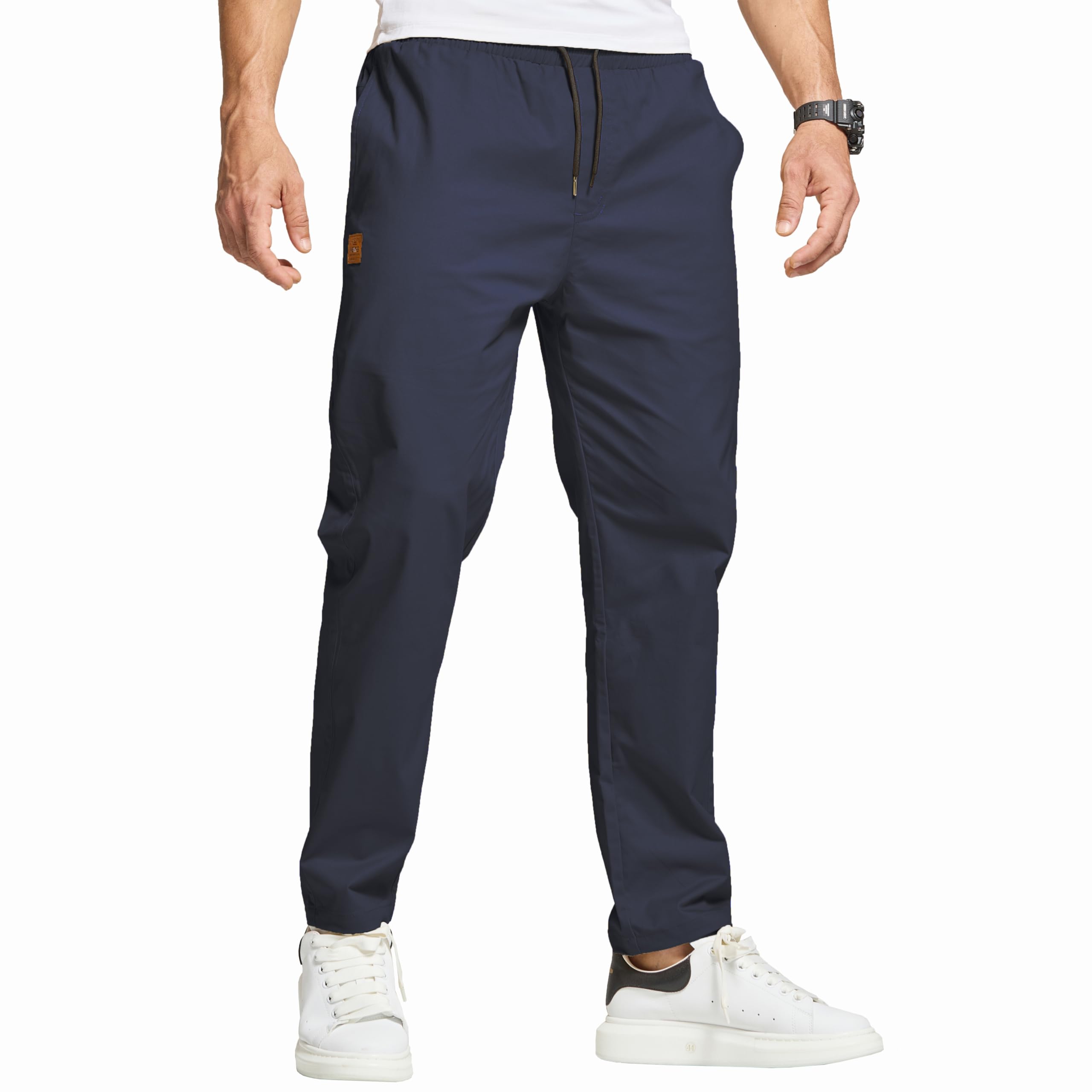 ZOXOZ Hosen Herren Chino Cargo Hose Herren Freizeithose Cargohose Männer Jogginghose Herren Baumwolle Sporthose Männer Lang Elastische Taille mit Kordelzug Casual Hose mit Taschen Dunkelblau S