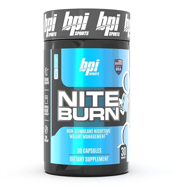 BPI SPORTS NITE BURN – NIGHTTIME FAT BURNER & SLEEP SUPPORT – KETO-FRIENDLY – WEIGHT LOSS, BURN FAT, RELAXATION, BOOST METABOLISM – 30 SERVINGS – 640MG, CAPSULE