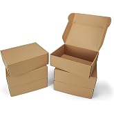 Serwrsw 12x9x4 inch Cardboard Shipping Boxes, Set of 6 Gift Boxes, Brown | Single Corrugated, DIY Cardboard, Easy Fold, Shape Well, Self locking, Book, Shoe, Clothes, Shirt, Gift Wrap, Small Business