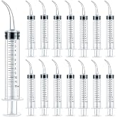 TIHOOD 15PCS 12ml/cc Plastic Syringes with Curved Tip, Disposable Irrigation Syringe Mouthwash Cleaner for Oral Care, Animal Feeding, with Measurement