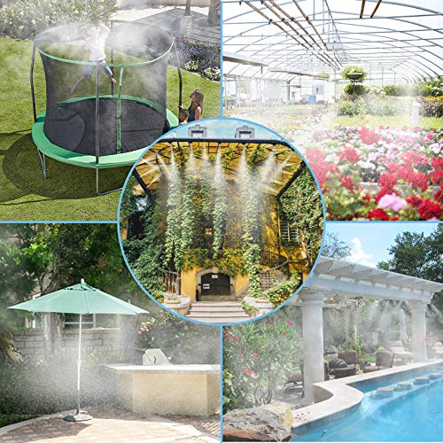 YuYo Misting System, Misters for Outside Patio, 59FT Misting Line +19 Brass Mist Nozzles + 3/4