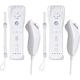 Zamia 2 Packs Upgrade Controller with Silicone Case and Wristband,Remote Controller Compatible for Wii/Wii U Games