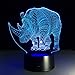 TRADE® 3D Visual Multicolor Gradient Acrylic Animal Rhino LED Touch USB Dual Purpose Base Bedside Illumination Night Light