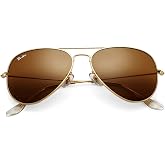 Pro Acme Classic Aviator Sunglasses Glass Lens Metal UV400 for Men Women | 58/62MM Lens,Retro Trendy Frame Sun Glasses,Crystal-Clear Vision,Highly Scratch-Resistant,Weighty Feel,Leather Case​