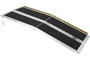 7FT Portable Wheelchair Ramp, Portable Aluminum Wheel Chair Ramps with Non-Skid Surface and Reflective Strips, for Homes, Sco