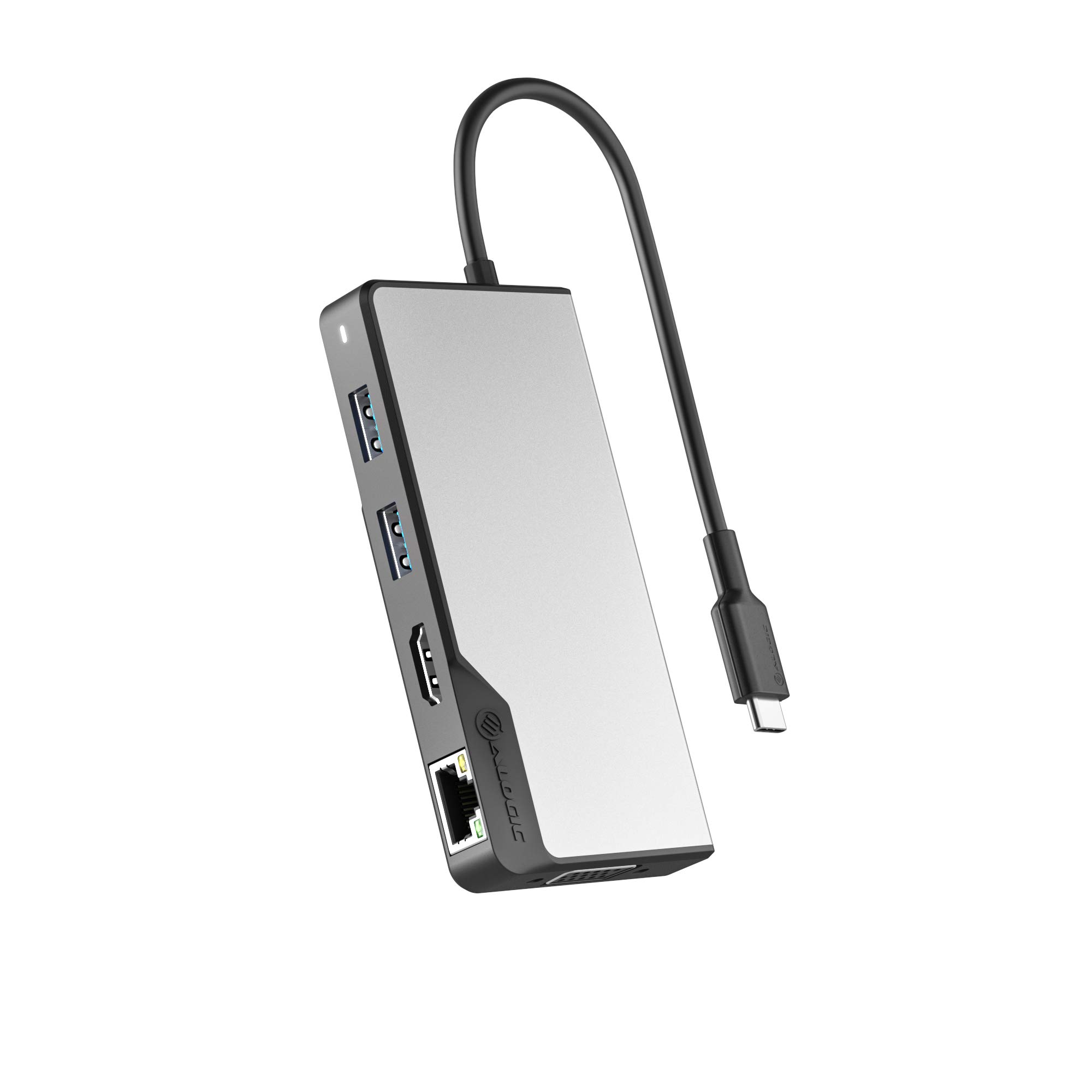 ALOGIC USB-C Fusion Max Hub, 6-in-1 Type C Adapter, 4K HDMI, VGA, USB A 3.1 with 100W Power Delivery, USB A 3.1, Gigabit Ethernet, Compatible with MacBook Pro/Air and iPad Pro/Air, Space Grey