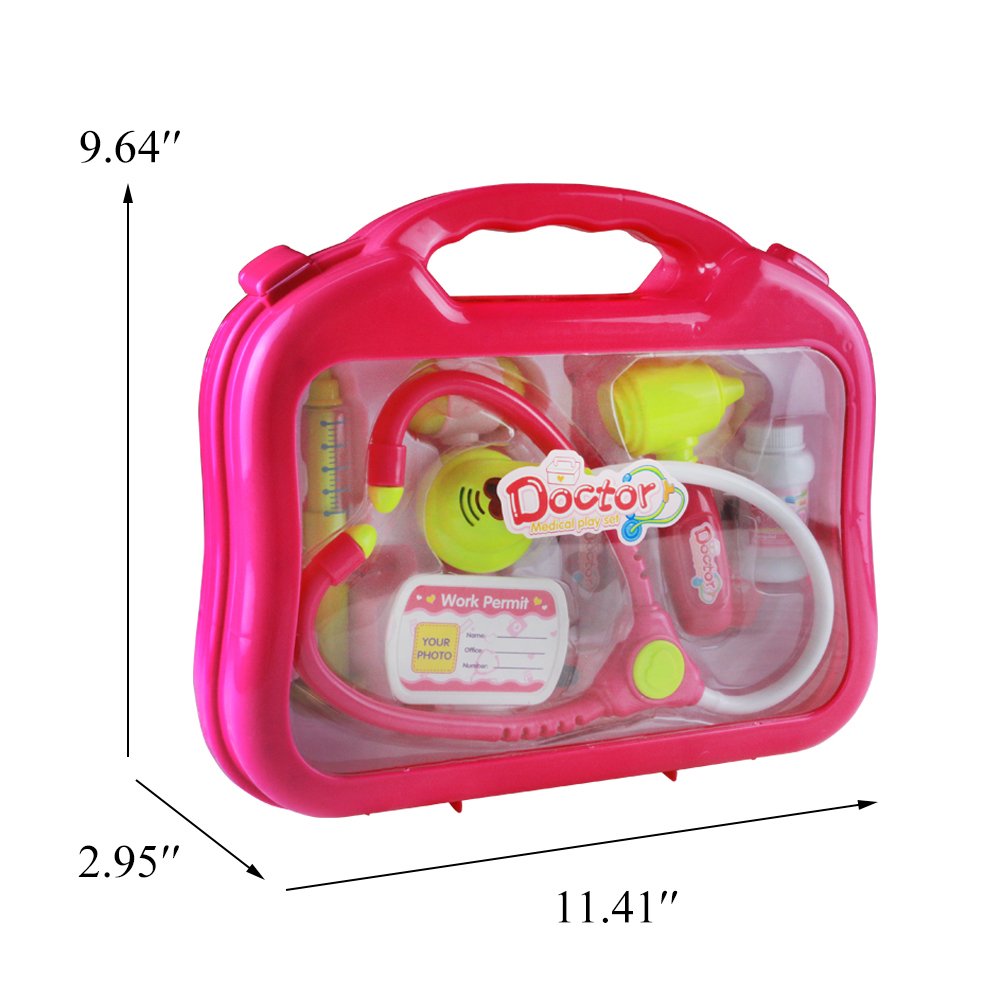 jerryvon Doctor Kit Girls Toys Medical Case Pretend Role Game Doctor Nurse Playset Gift for Kids Girls Over 3 Years Old, Pink