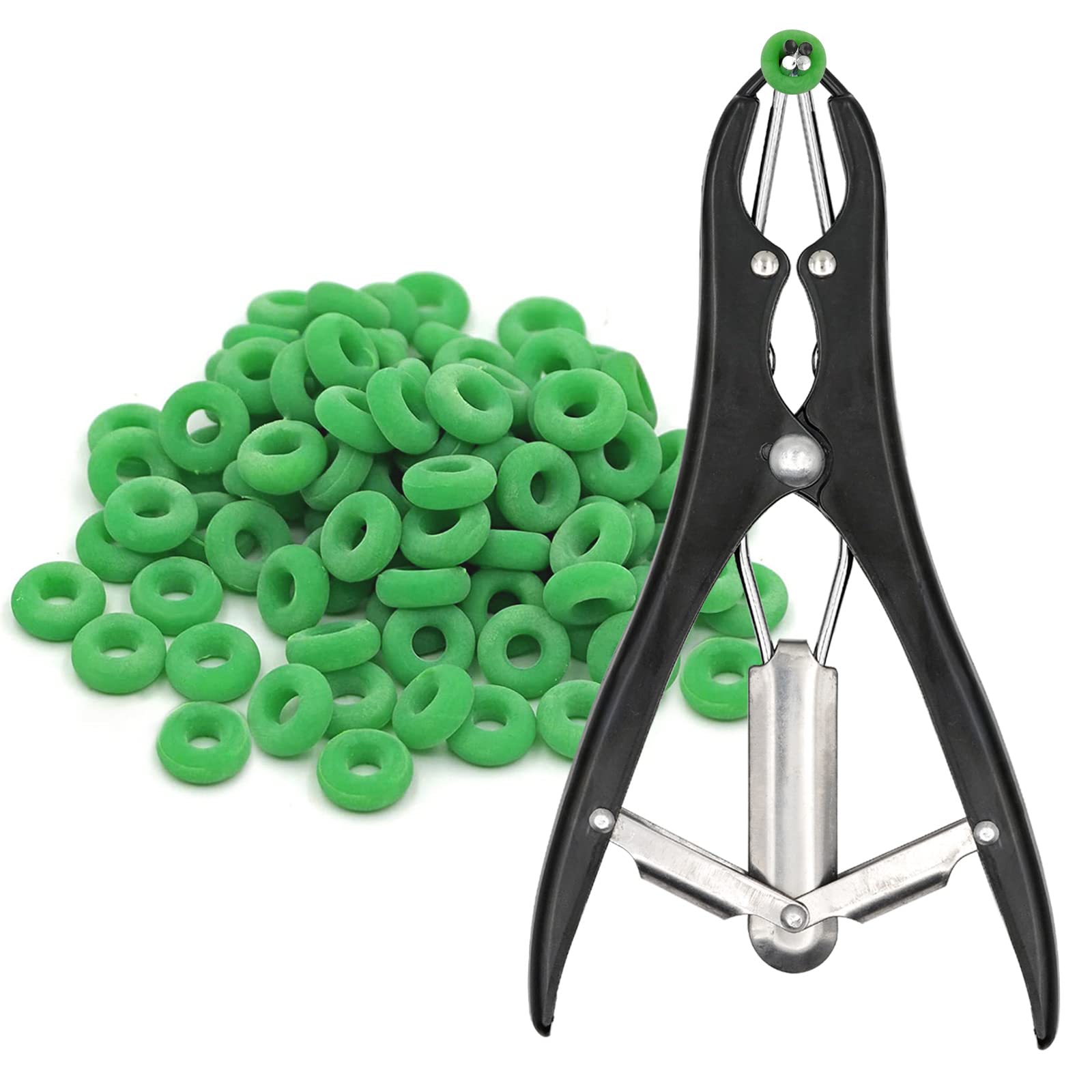MUYIRTED Castration Pliers Clamp Elastator Castration Tape (200 Rubber Rings and 1 Bander) - Multi Tool Pliers Kit, Metal Expansion Tool