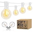 25Ft LED Outdoor String Lights Christmas, G40 Globe Patio String Lights Waterproof with 27 Shatterproof LED Bulbs, Hanging Christmas Decorations Lights for Backyard Porch Garden Bistro Party- White
