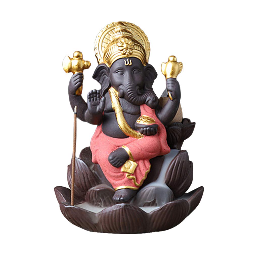 SUPVOX Backflow Incense Burner Ceramic Elephant Statue for Home Office Yoga Meditation - Creates Mysterious Waterfall Smoke Effect