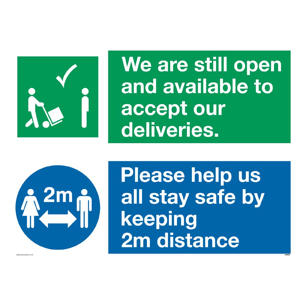 We are still open and available to accept our deliveries. Please help us all stay safe by keeping 2m