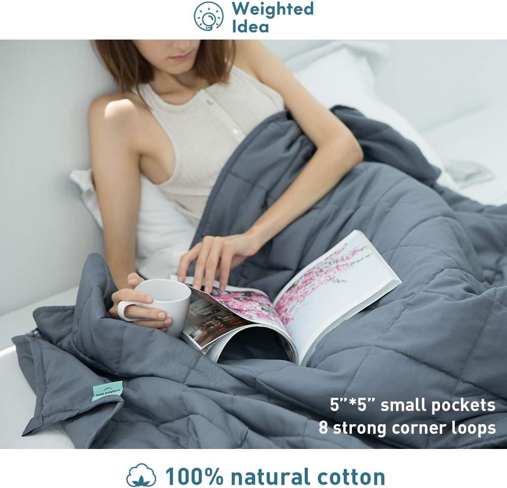 Weighted Idea Cool Weighted Blanket Twin Size 15 Pounds, for Adults (48''x78'', Grey): Kitchen & Dining