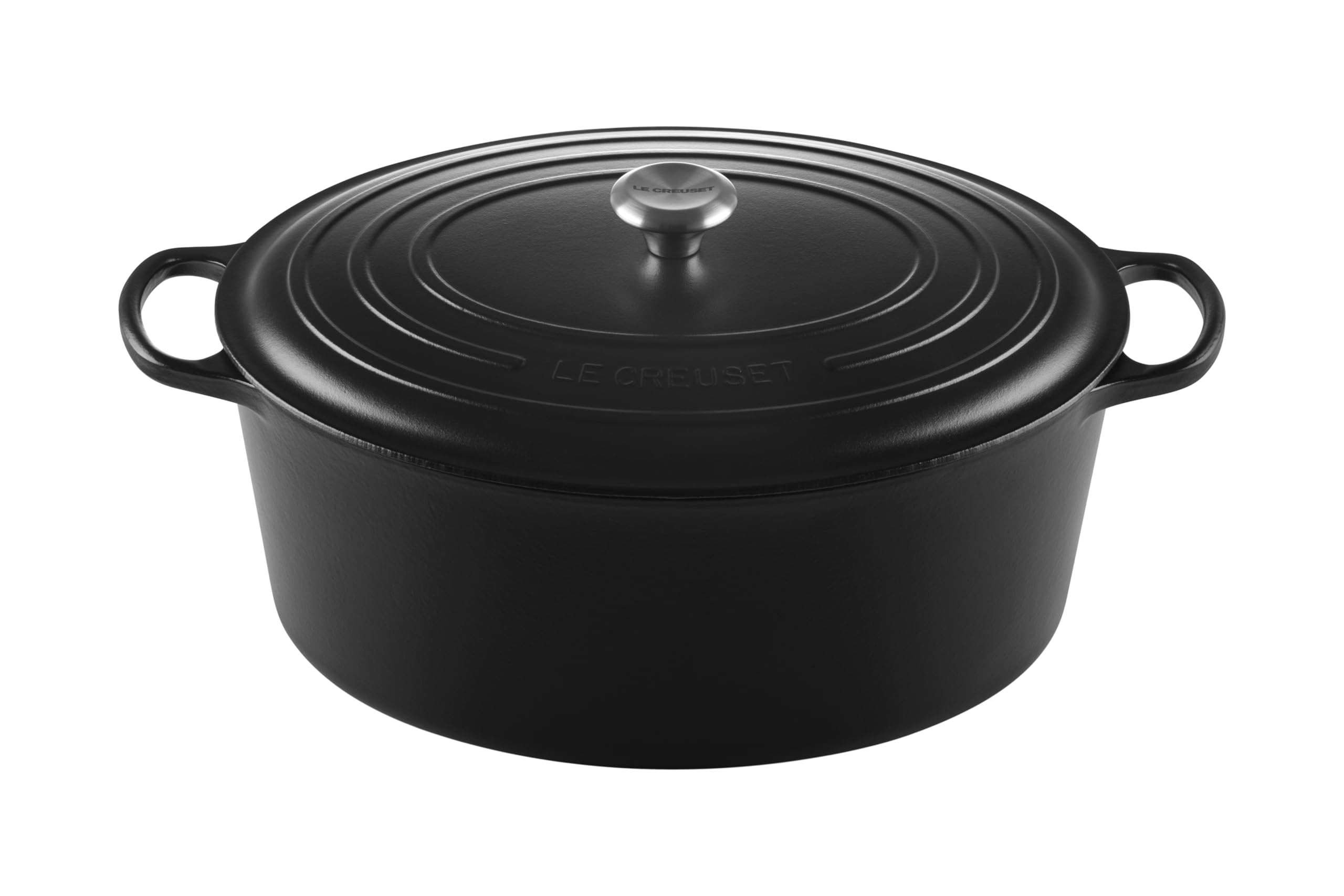 Le Creuset Signature Enamelled Cast Iron Oval Casserole Dish With Lid, 40 cm, 14.8 Litre, Matte Black, 21178400000430