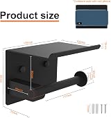 Ibergrif Black Stainless Steel Toilet Roll Holder Shelf Wall Mount Self Adhesive view 6