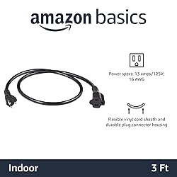 Amazon Basics Extension Cord, 3 Ft, 3 Prong Outlet