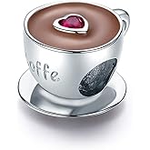 Eternalll Jewellery 925 Sterling Silver Charms Red Wine Glass Cup Dangle Letter Bead for Bracelet Charms (I Love Coffee Charm)