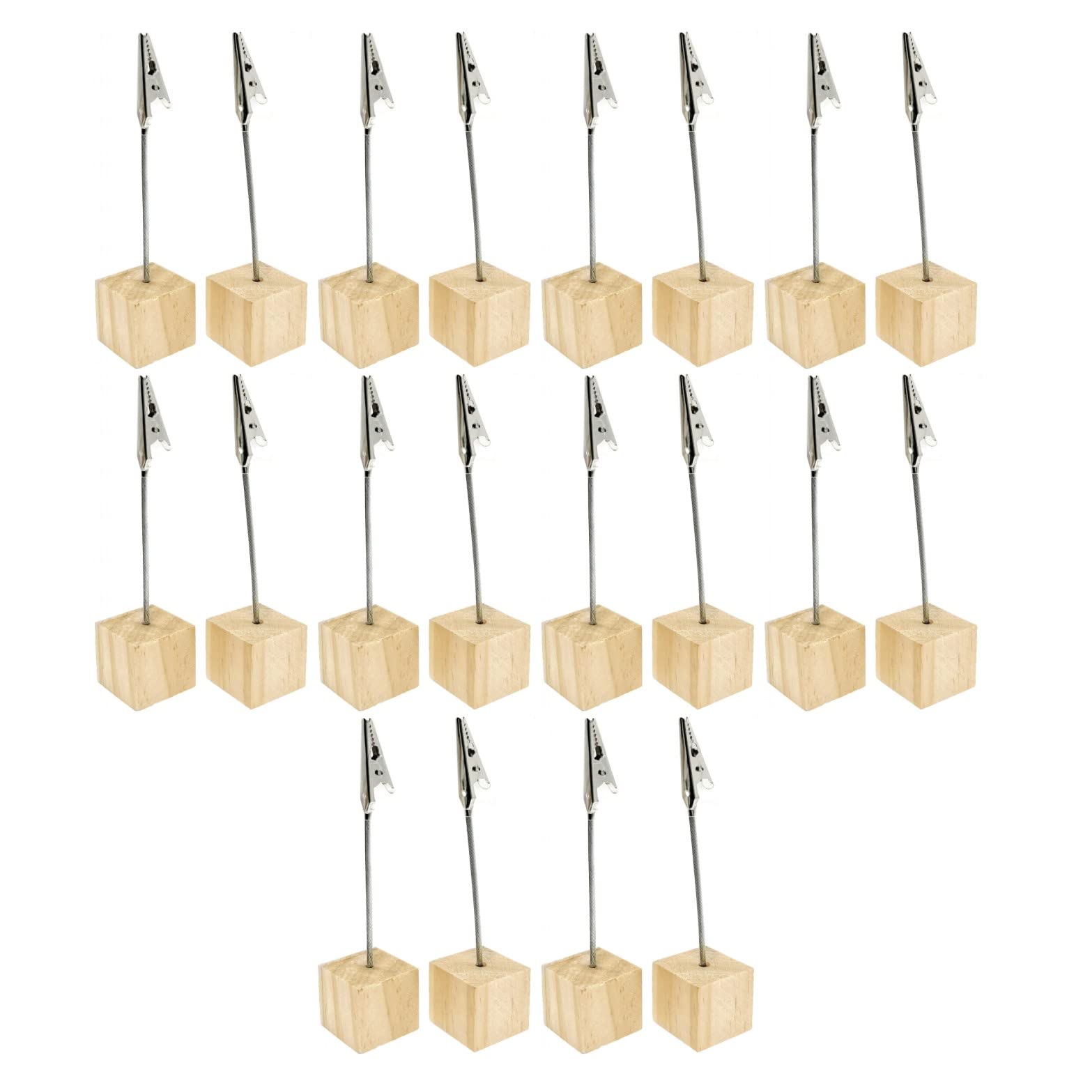JZK 20 x Wooden memo clip holder, Wood table card holders, Wedding Table Number Holders, Wood Place Card Holder, Name Card Stand for Wedding table, photo clip stand