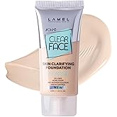 LAMEL Oh My Clear Face Full Coverage Foundation for Oily & Acne Prone Skin, Salicylic Acid & Tea Tree Extract, Anti-Blemish Sensitive Skin Care, Organic & Oil-Free, 401 Soft Beige, 40 ml / 1.35 fl.oz