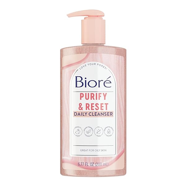 BIORÉ ROSE QUARTZ + CHARCOAL DAILY PURIFYING CLEANSER,...