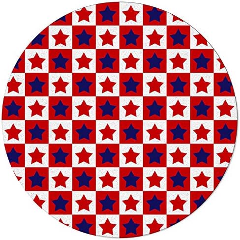 MuswannaA Extremely Tender Ground Carpet Comfortable Runner Rug Children Play Mats for Residing Room Bed room Nursery Decor Independence Day American Flag Pentagram Purple Buffalo Test Plaid Spherical Space Rug- 3ft Diameter