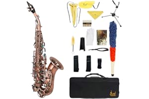 YINHING Curved Soprano Saxophone, B Flat Soprano Saxophone, Tuba Instrument, With Carrying Case And Stand Saxophone For Music Beginners,Performers