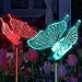 Butterfly Decor Outdoor Holiday LED Lighting Solar Garden Stake Lights Color Changing in-Ground 3D Fixture for Christmas Thanksgiving Patio Yard Lawn Decoration (2 Pack)