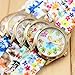 NYKKOLA Women Silicone Printed Flower Rainbow Causal Quartz Wrist Watches Chronograph Silicone Watch